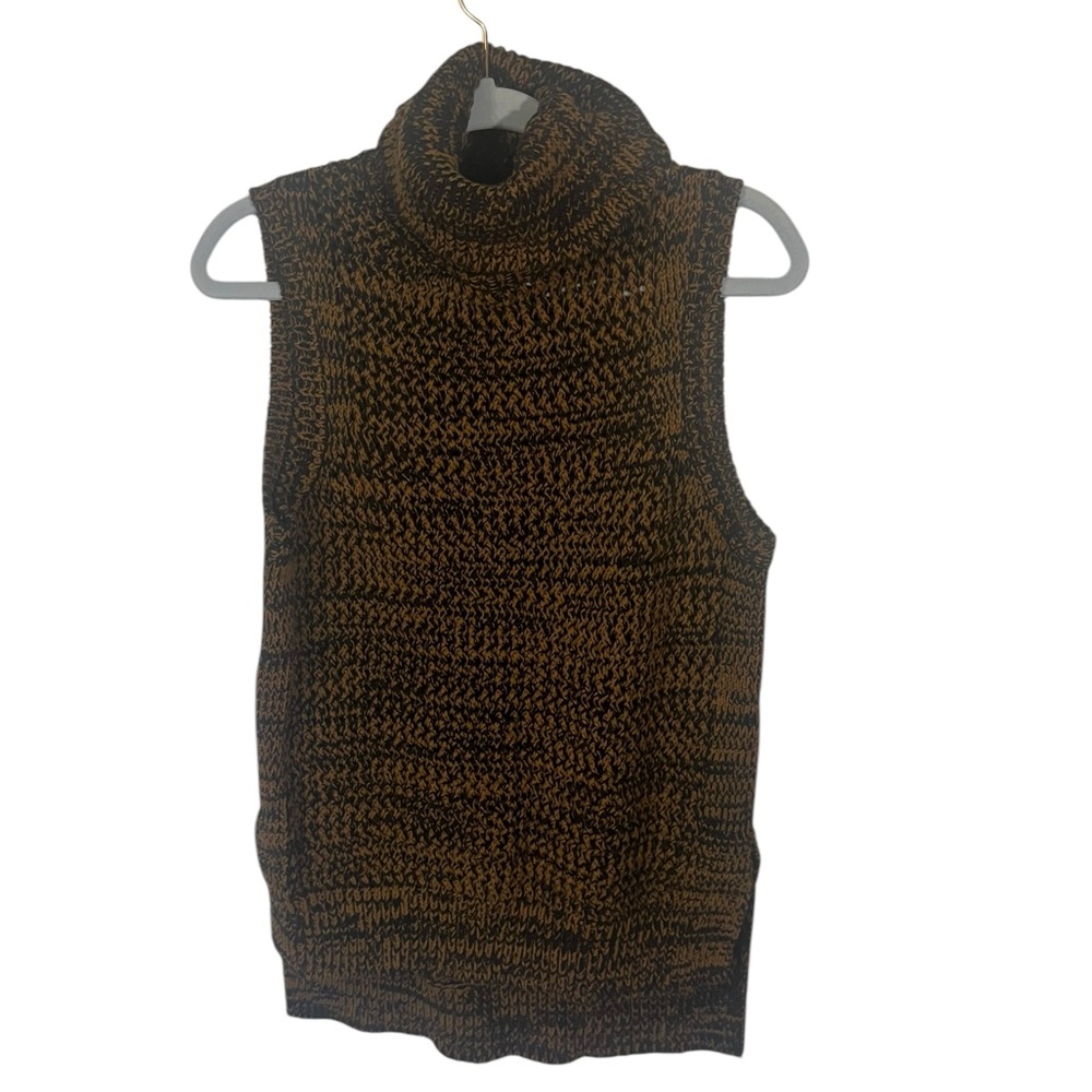 derek lam 10 crowby brown speckled high low turtleneck sleeveless sweater